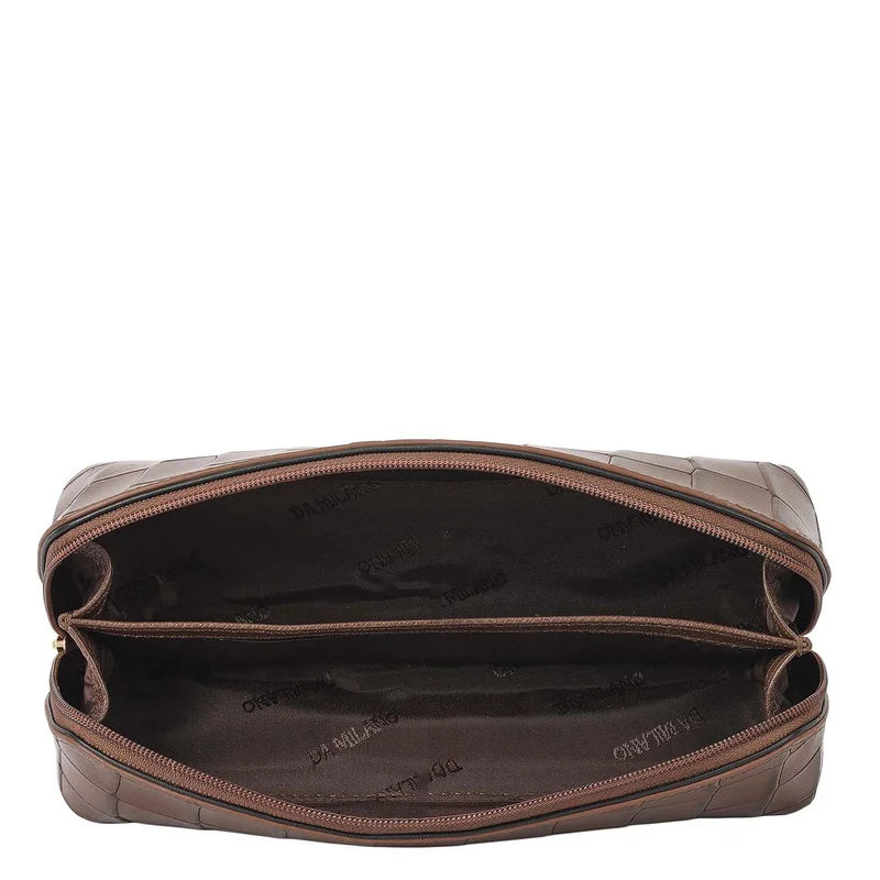 Da Milano Walnut Croco Leather Multi Pouch - Walnut  | Best Price UAE